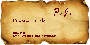 Proksa Jenő névjegykártya